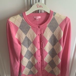 Pink Argyle Cardigan